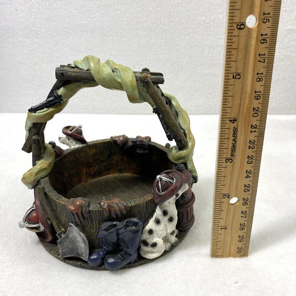 Decorative‎ Firehouse Dalmation Fireman Ladder Hose Basket w/ Handle Home Decor - Picture 8 of 9